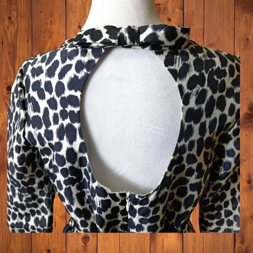 Kate Spade Size 8 Dorothy Silk Leopard Print Cutout Back Belted Dress Classic